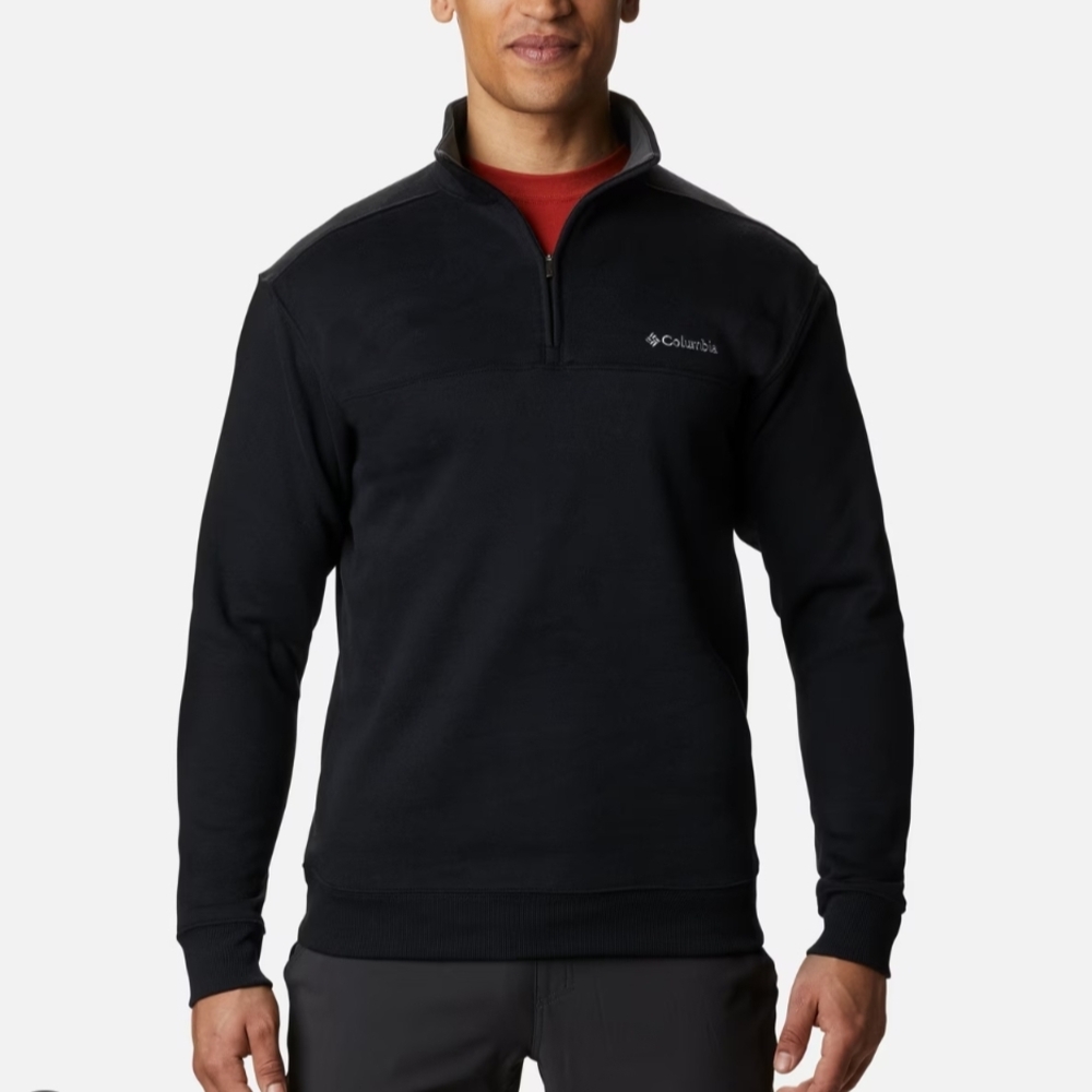 Columbia Mens Hart Mountain II Half Zip Sweatshirt Medium Black Hiking Outdoor
